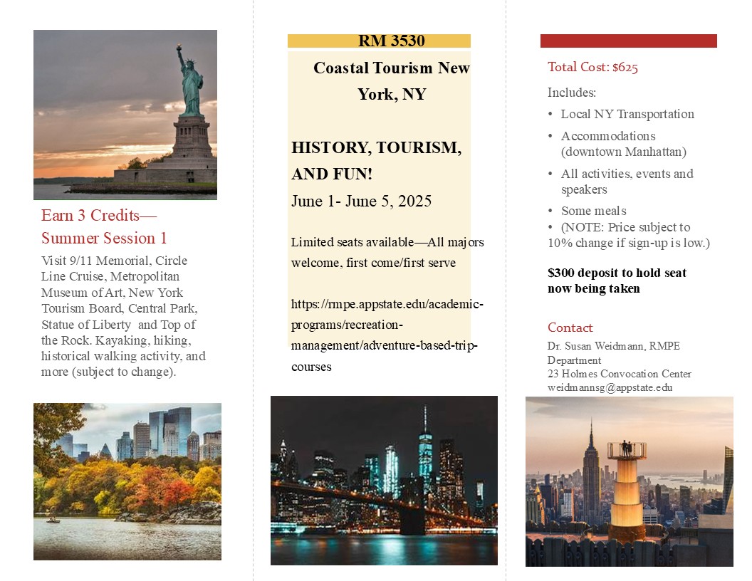 RM 3530 Tourism Destinations: A Field-Based Understanding This field course is designed to acquaint students first-hand with the many aspects of the tourism development prod